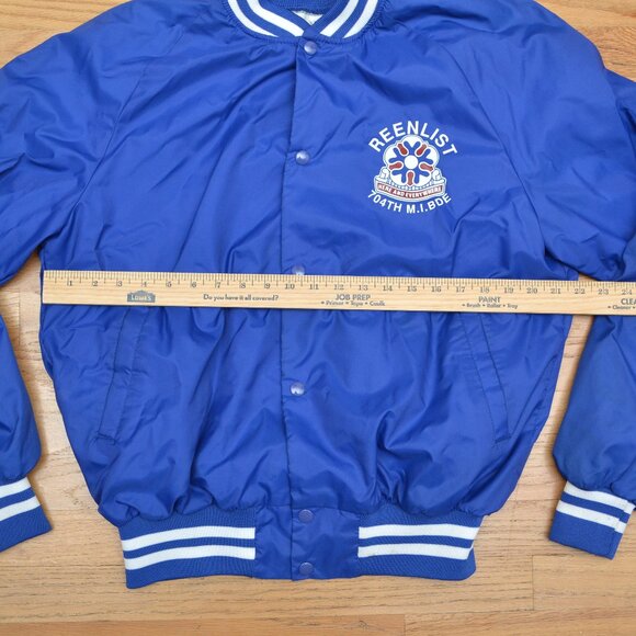 Vintage D.G. Sportswear Satin Nylon Blue Bomber Jacket Mens XL w/Logo USA - Picture 3 of 7